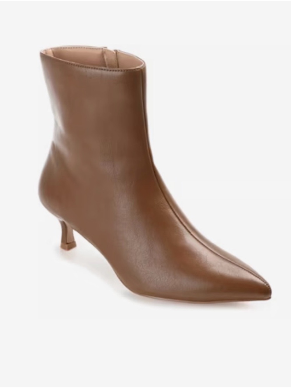 Journee Arely Women’s Pointed Toe Brown Leather Ankle Bootie